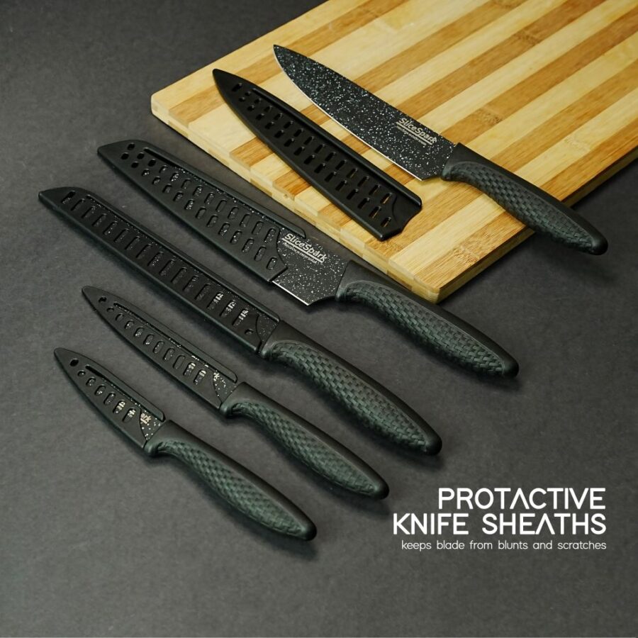 Slice Spark knives surrounded by fresh produce